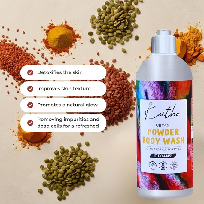 BEMT Ubtan Herbal Body Wash Powder for Men &amp Women with Red Lentils Turmeric &amp Camphor | Traditional Cleansing Bath Powder | Natural Herbal Body Cleanser | 100 g