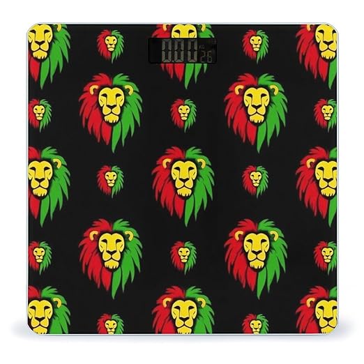 Women's Digital Bathroom Weighing Scale Automatic Switch Energy Saving Scale Smart Scale for Body Weight Jamaican Rasta Flag Rastafarian Reggae Lions