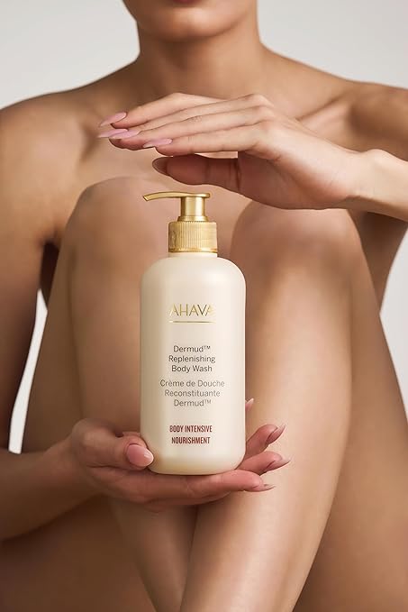 AHAVA Dermud Replenishing Body Wash - Lotion body-wash cleanser for dry &amp sensitive skin cleanses &amp purifies respects the skin barrier with Dead Sea Osmoter &amp Mud Aloe Vera &amp Calen