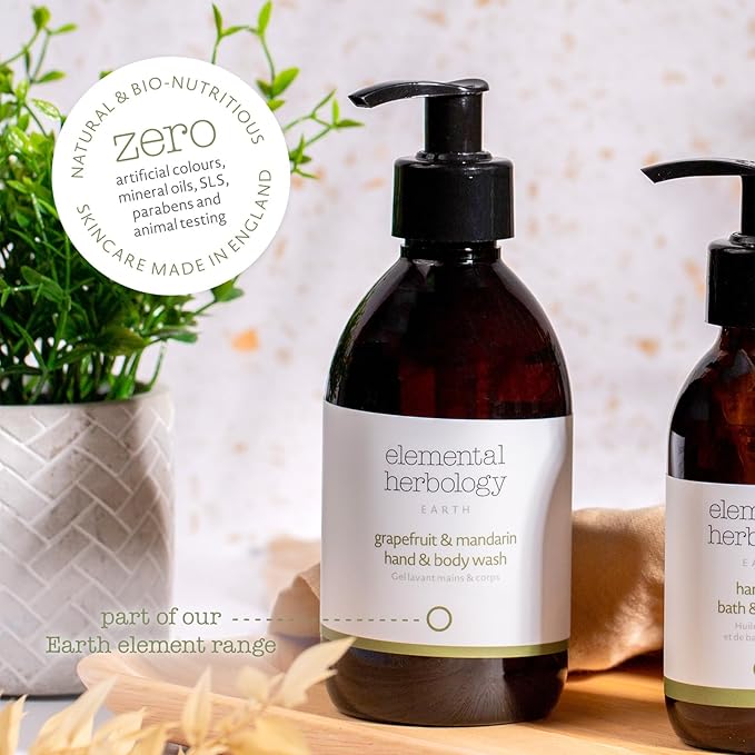 Elemental Herbology Grapefruit &amp Mandarin Hand &amp Body Wash - Citrus Body Wash for Revitalized Skin- Essential Oils Blend - Cruelty Free