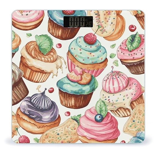 Cupcakes Donuts Muffins Sugar Scale for Body Weight Sturdy Tempered Glass Weighing Scales with LCD Display Accurate Digital Bathroom Scale Convenient Body Fat Smart Scales 400lb