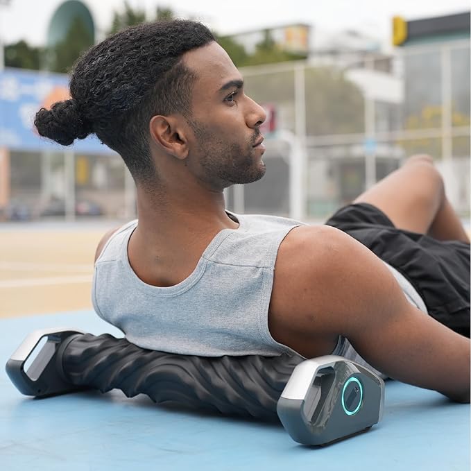 AI-Powered Muscle Recovery Roller – Automatic Deep Tissue Massage Smart Foam Roller for Pain Relief Replaceable Pads Gesture Control 4-Hour Battery