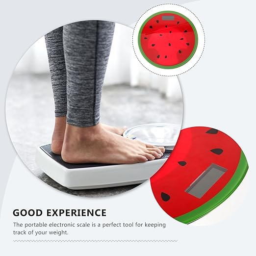 NOLITOY Digital Watermelon Body Weight Scale Precision Tempered Glass Bathroom Scale Mini Portable Fitness Management for Travel and Home Use