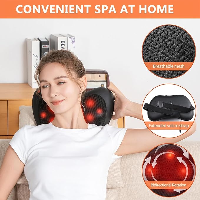 Brelley Neck and Back Massager with Heat Electric Shiatsu Deep Tissue Kneading Massage for Neck Back Shoulders and Legs Gift for Men Women Christmas Mother's Day &amp Father's Day