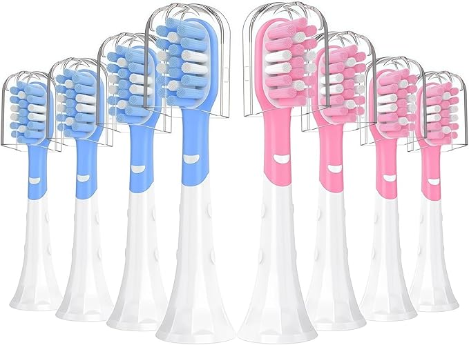 Kids Replacement Toothbrush Heads Compatible with Phillips HX6032/94HX6320HX6340HX6321HX6330HX6331 Compact Toothbrush Heads Replacement Brush Heads for 3-7 Years Old Kids