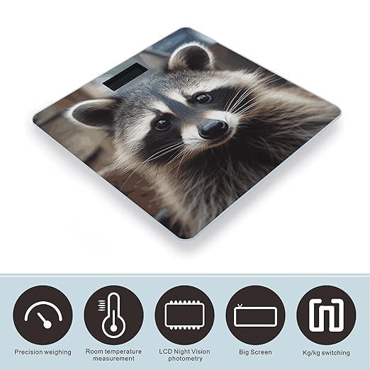 Little Raccoon Face Smart Scale for Body Weight Accurate Bathroom Scale with LED Display Digital Weight Scales Weighing Machine High Precision Scales for Bath Home