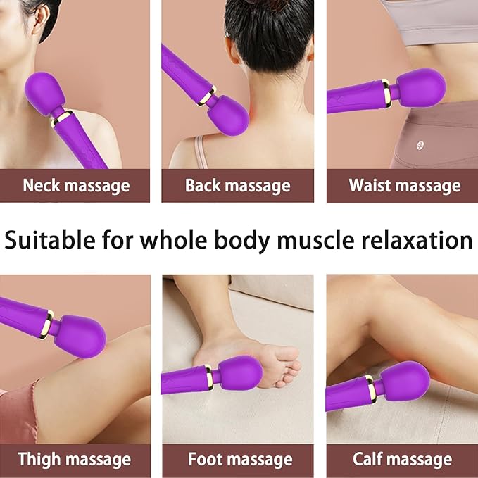 Rechargeable Personal Wand Massager - Travel - Quiet - Handheld Cordless Massager Relax Body Muscles - Perfect Back Legs Hand Pains and Sports