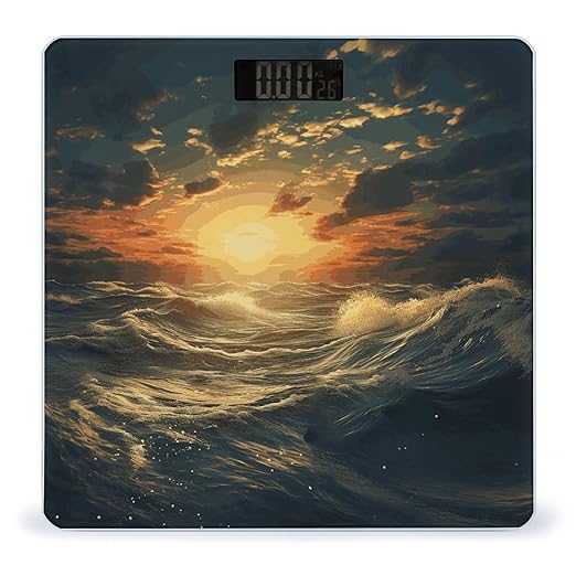 Ocean After Storm Scale for Body Weight Anti-Slip Digital Bathroom Scale Sturdy Toughened Glass Weighing Scales High Precision Safe Rounded Corners Smart Scales