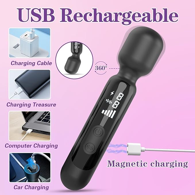 2026 Efficient Version Handheld Cordless Workout Massagers with Powerful Modes Electric Massage Tools Long Battery Life Portable Massagers for Back Neck Full Body Relief (Black)