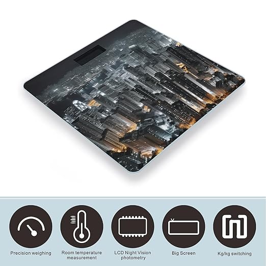 Digital Bathroom Scale for Body Weight Scale with Bright LCD Display High Accuracy Step-On Technology Auto On/Off Aerial Night of View Hong Kong Digital Scales 400 Lbs /180kg