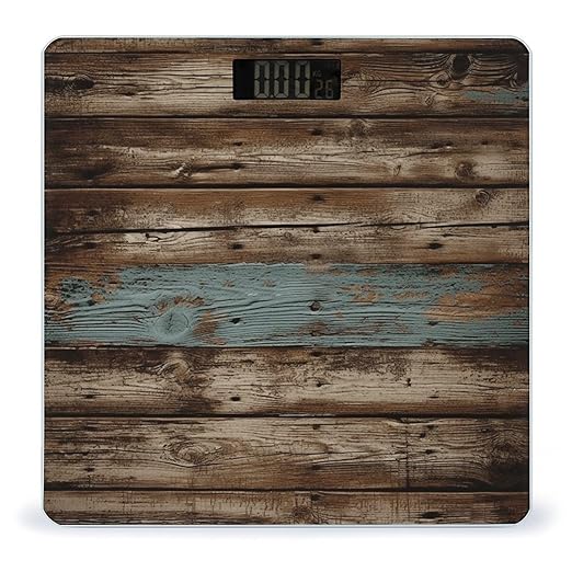Rustic Old Barn Wood Scale for Body Weight Accurate Digital Bathroom Scale Toughened Glass High Precision Scales Smart Weight Scales with Large LCD Backlight Display Weighing Machine