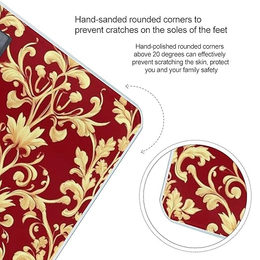 Women's Digital Bathroom Weighing Scale Automatic Switch Energy Saving Scale Smart Scale for Body Weight Flower Red Gold Floral Classy Burgundy Antique