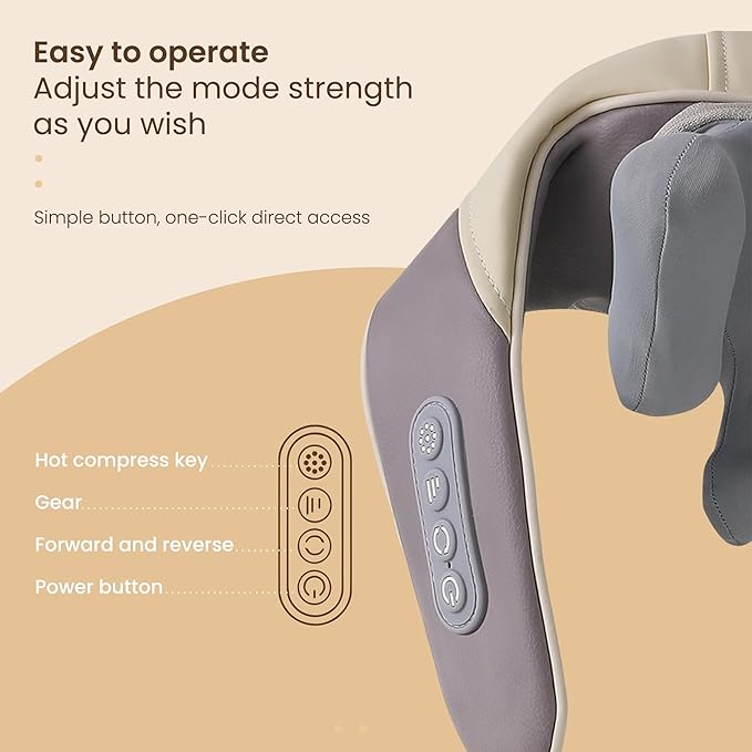 Snugger Neck and Shoulder Massager with Heat Cordless Neck Massager for Pain Relief Deep Tissue Shiatsu Neck Massager Heated Neck and Shoulder Massager Muscle Relaxation Therapy