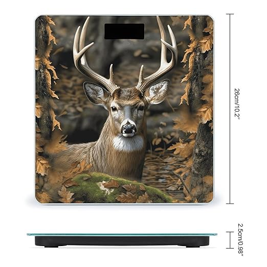 Camouflage Deer Scale for Body Weight Accurate Digital Bathroom Scale Toughened Glass High Precision Scales Smart Weight Scales with Large LCD Backlight Display Weighing Machine