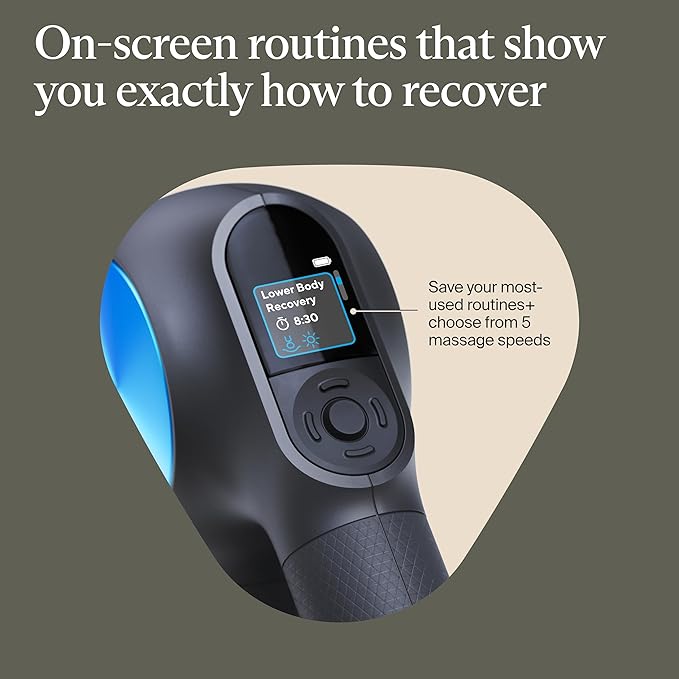 Therabody Theragun PRO Plus - 6-in-1 Deep Tissue Percussion Massage Gun Handheld Personal Massager for Full Body Pain Relief &amp Muscle Tension with Biometric Breathwork Vibration &amp Heated Att
