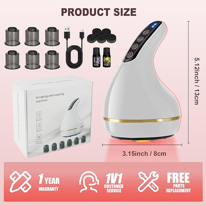 Upgrade 8-in-1 Cupping Kit for Massage Therapy【TOP.1 Germany Control System-100% Smart Massage】【Gua Sha +Red Light Therapy】【NO.1 Split Design】Cupping Set for Targeted Pain ReliefKnots (White)