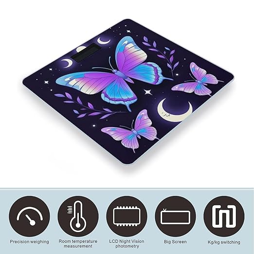 Men's Fashion Automatic Switch Digital Bathroom Weighing Scale Smart Scale Magic Moon Moth Mystical Goth Astrology Art