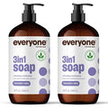 Everyone 3-in-1 Soap Body Wash Bubble Bath Shampoo 32 Ounce (Pack of 2) Lavender and Aloe made with Essential Oils for Men and Women