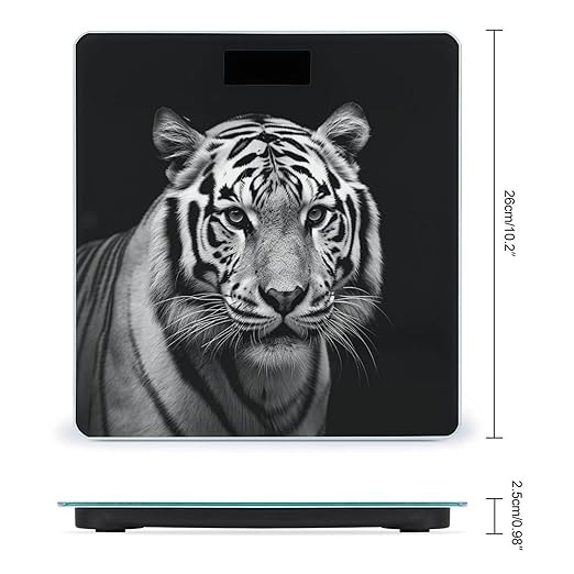 Black and White Tiger Bathroom Scale for Body Weight LCD Display Digital Bathroom Scale Tempered Glass Bathroom Weight Scales Fashion Smart Scales for Home Bedroom 400 Lb