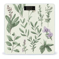 Green Flower Herb Sage Leaves and Branches Scale for Body Weight High Precision Digital Weight Scales with LCD Display Anti-Slip Sturdy Slim Tempered Glass Bathroom Scale for Home Use