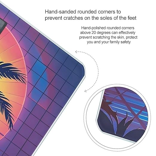 Palm Tree Sun and Grid Bathroom Scale for Body Weight Bathroom Weighing Scales with Back Lit LED Display Sturdy Tempered Glass Body Weight Bathroom Scale 400lb Weighing
