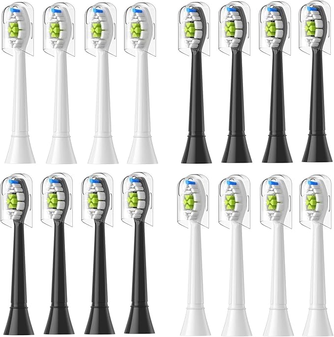 Replacement Toothbrush Heads Compatible for and Other Snap-On Handles(6White 6Black)