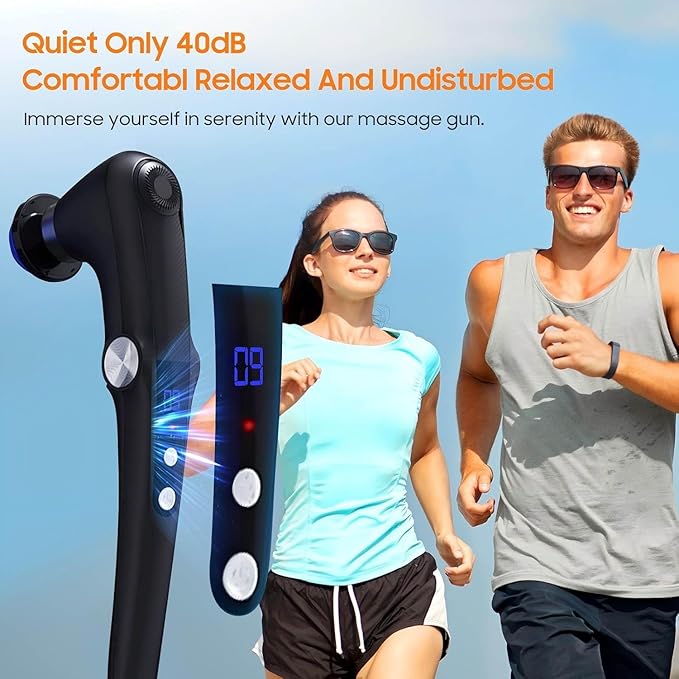 Massage Gun with 10 Replacement Heads Massage Gun with Heat Back Massager for Pain Relief Deep Tissue Massager for Shoulder &amp Back Muscle Recovery (Black)