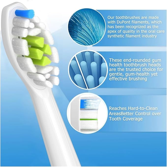4/8/12/16pcs Replacement Toothbrush Heads Compatible for PhilipsReplacement Electric Brush Head 4100 6500 6100 7500 5300 1100(12pcs White)