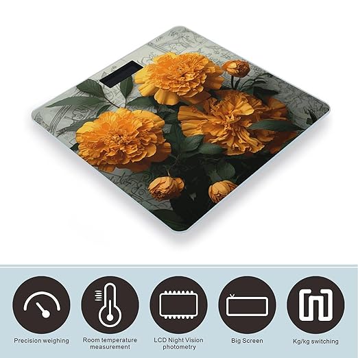 Marigold Weight Scale Large Bathroom Scales Digital Weight with Bright LED Display Non Slip Automatic Weighing Scale Fashion Weighing Machine for Body