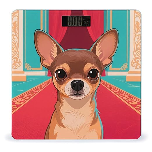 Chihuahua Weight Scale Cute Bathroom Scale for Body Highly Accurate Digital Weighing Machine for People Compact LCD Display Scales with Sturdy Toughened Glass Scales