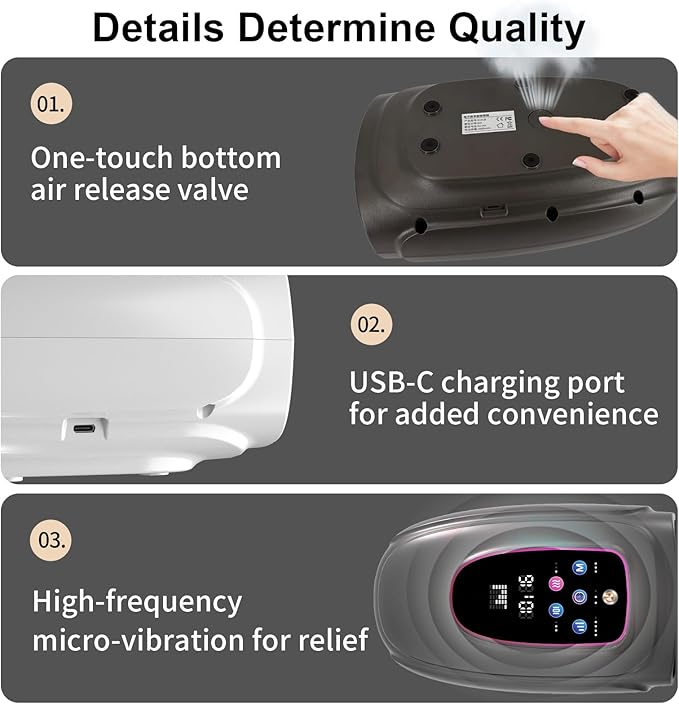Hand and Wrist Massager with Heat Air Compression and Gentle Vibration 3 Modes 5 Intensities LCD Display Cordless Hand Relaxation Massager for Daily Relaxation (White)
