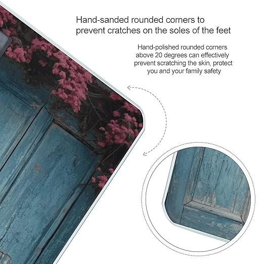 Vintage Blue Wood Scale with LCD Easy-to-Read Anti-Slip Weight Digital Bathroom Scale Precision Weighing Scales Sturdy Tempered Glass Body Weight Scales for Daily Use