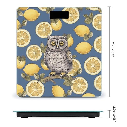 Lemon and Owl Digital Bathroom Scale for Body Weight Weighing Scale with Backlit LCD Display High Precision Measurements &amp Measures Weight Up to 180kg