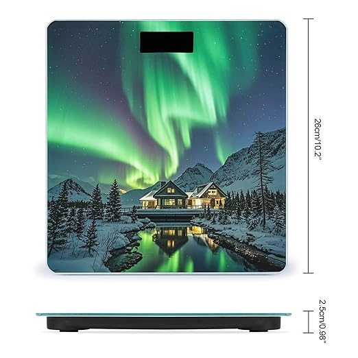 Northern Lights Bathroom Scale for Body Weight Bathroom Weighing Scales with Back Lit LED Display Sturdy Tempered Glass Body Weight Bathroom Scale 400lb Weighing