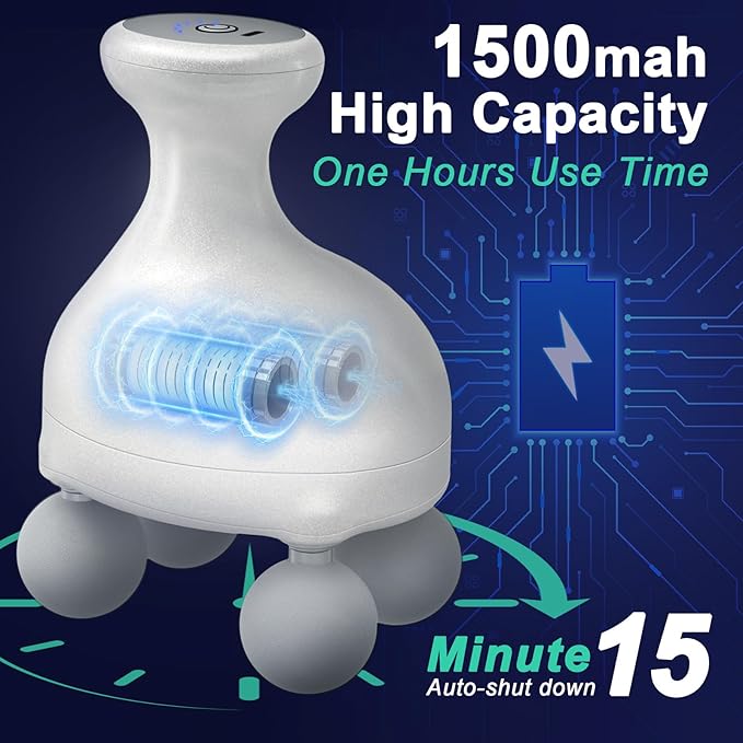 DEITY 4 Heads Handheld Massage Gun Deep Tissue Electric Body Massager Percussion Muscle Massager for Easing Shoulder and Back Tension with Reverse Thrust Function