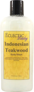 Eclectic Lady Liquid Pearl Body Wash - Indonesian Teakwood Scent 3-in-1 Use For Bubble Bath Hand Soap &amp Body Wash Phthalate-Free Indonesian Teakwood Fragrance Handcrafted in USA (8 oz)