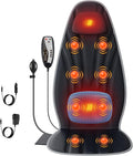 SLOTHMORE Back Massager with Heat Seat Massager for Full Back with 8 Vibrating Motors and 2 Heat Levels Massage Chair Pad with Lumbar Support Suitable for Office/Home/Gift