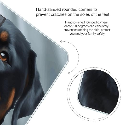 Rottweiler Dogs Tongue Head Scale with LCD Precision Weighing Scales Sturdy Tempered Glass Weight Scales Easy-to-Read Anti-Slip Weight Digital Bathroom Scale for Daily