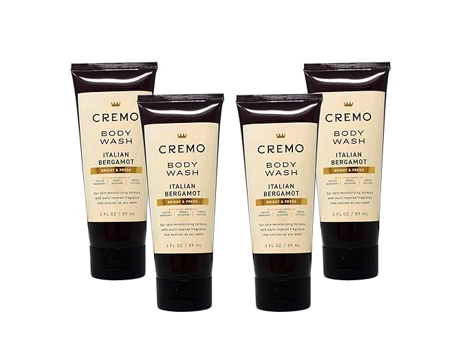 Cremo Moisturizing Body Wash Italian Bergamot Bright &amp Fresh Multi-Layered Fragrance 3 FL OZ (Pack of 4)