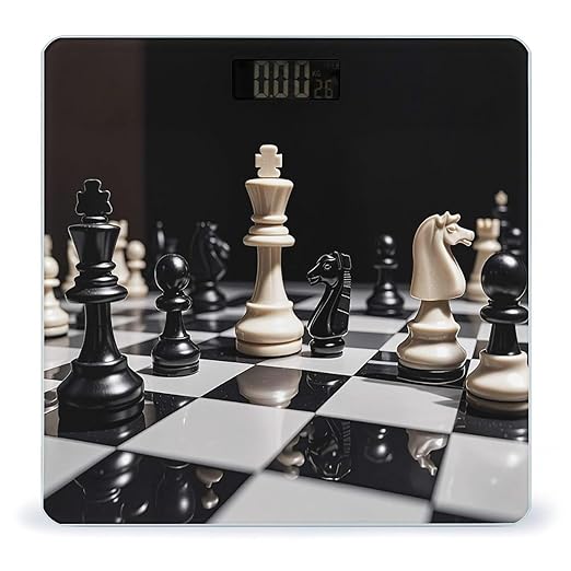 Black and White Chess Scale for Body Weight Digital Bathroom Scale Toughened Glass High Precision Scales for Body Weight with Large LCD Backlight Display Weight Scales