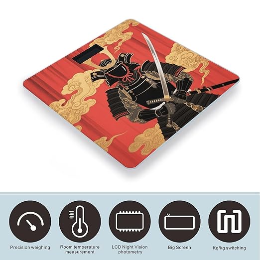 Samurai Armor Set Scale for Body Weight Sturdy Tempered Glass Weighing Scales with LCD Display Accurate Digital Bathroom Scale Convenient Body Fat Smart Scales Easy Read