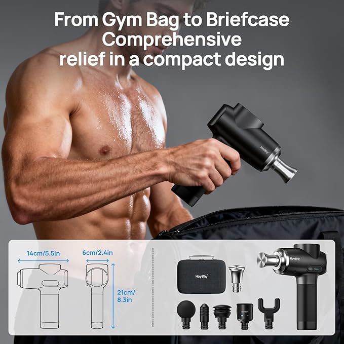 Professional Muscle Massage Gun Deep Tissue with Metal Head Therapy Portable Handheld Muscle Massager Percussion Back Body Masajeador 12mm Amptitude FSA Eligible &amp HSA Approved