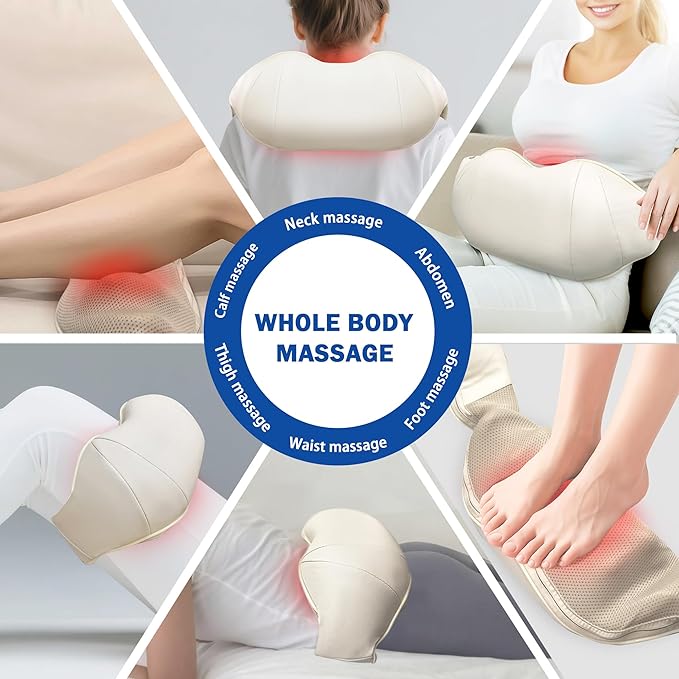 Joyset Shiatsu Neck and Back Massager with Heat Shoulder Massager for Pain Relief Deep Tissue3D Kneading Massage with Cloth Cover Easy to Clean (Khaki)