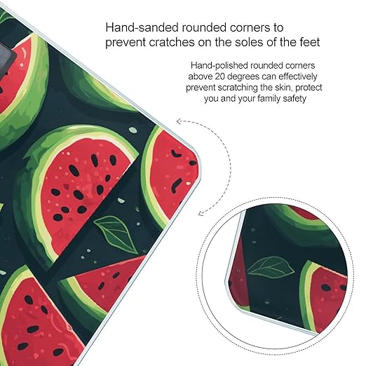 Red Watermelon Scale for Body Weight Anti-Slip Digital Bathroom Scale Sturdy Toughened Glass Weighing Scales High Precision Safe Rounded Corners Smart Scales