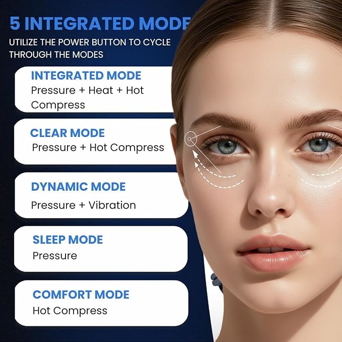 Eye Massager with Heat Bluetooth Smart Off for Eye Relaxing Migraine Stress Relief Improves Sleep Comforts Dry Eyes Tired Puffy Eyes. Gift for Birthday Father’s Mother’s Day Men Women