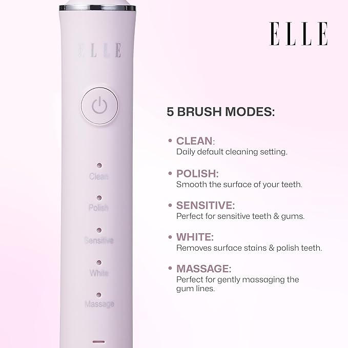 Elle - Lithium Sonic Electric Toothbrush Powerful Cleaning (Pink)