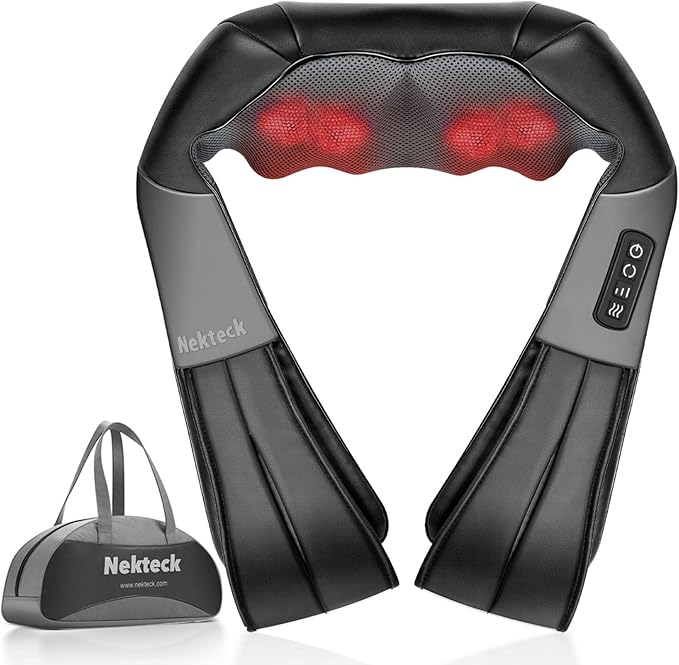 Nekteck Shiatsu Neck and Back Massager with Soothing Heat and Storage Bag Shiatsu Foot Massager