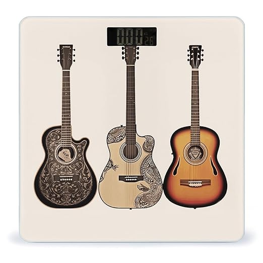 Guitar Digital Bathroom Scale for Body Weight with High Precision Digital Weighing Scale with BMI Clear LCD Display and Step-On Measures Weight Up to 180kg