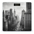 Black and White New York Scale for Body Weight Anti-Slip Tempered Glass Digital Bathroom Scales Clear LCD Display Weighing Scale Safe Rounded Corners Smart Scales