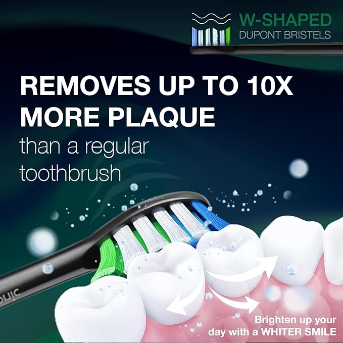 Wagner Stern WHITEN+ Edition. Whitening Electric Toothbrush with Pressure Sensor. Offers 5 Brushing Modes 3 intensities 8 Soft Brush Heads and a Luxury Travel case.
